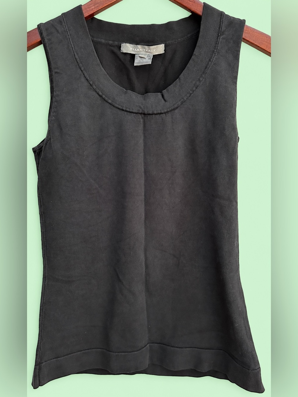 LADIES Ellen Tracy Vintage Black Sleeveless Tank Top Shell Shirt - EXTRA SMALL